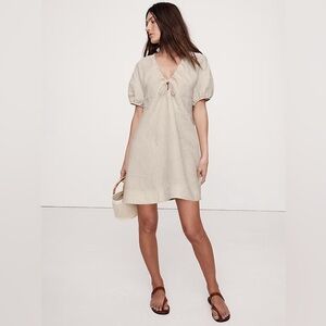 LINEN TIE-FRONT MINI DRESS